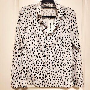 NWT Ecowish Cow Print Button-Up Long Sleeve Shirt - Medium